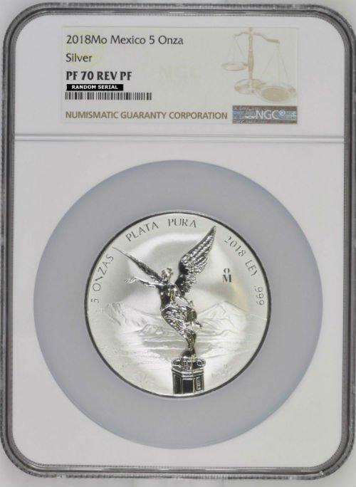 LIBERTAD - MEXICO - 2018 5 oz Reverse Proof Silver Coin - NGC PF70 REV PF