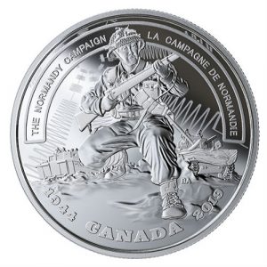 THE NORMANDY CAMPAIGN - SECOND WORLD WAR: BATTLEFRONT SERIES  – 2019 1 OZ $20 FINE SILVER COIN – ROYAL CANADIAN MINT