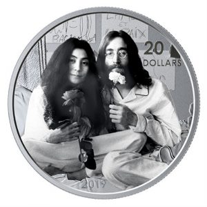 GIVE PEACE A CHANCE - 50TH ANNIVERSARY - John Lennon and Yoko Ono – 2019 $20 1 oz Fine Silver Coin – ROYAL CANADIAN MINT