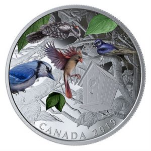 BIRDS IN THE BACKYARD – 2019 $30 2 OZ FINE SILVER COIN – ROYAL CANADIAN MINT