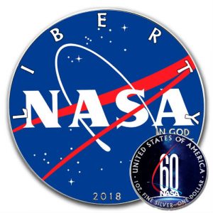 NASA 60TH ANNIVERSARY - 2018 1 oz American Silver Eagle Colorized Coin