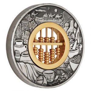 ABACUS 2019 2 oz SILVER ANTIQUED COIN - TUVALU - PERTH MINT