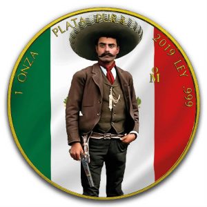 Revolutionary Emiliano Zapata - 2019 1 oz Mexican Libertad Coin in Capsule - 24K Gold Plating and Color