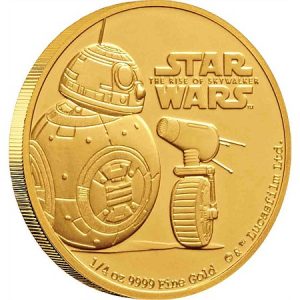 BB8 & D-O -THE RISE OF SKYWALKER - STAR WARS - 2019 $25 1/4 oz Pure Gold Proof Coin - NIUE - NZ MINT