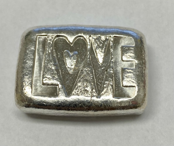 LOVE CHUNKY BAR - 1 oz Pure .999 Silver Bar - Beaver Bullion