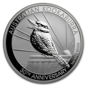 AUSTRALIAN KOOKABURRA - 30TH ANNIVERSARY - 2020 1 oz Pure Silver Coin in Capsule - Perth Mint