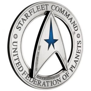 STARFLEET COMMAND EMBLEM - STAR TREK - 2019 3 oz Pure Silver Holey Dollar & Delta Coin Set - Tuvalu - Perth Mint