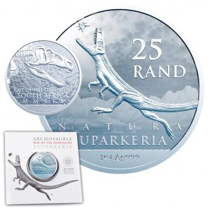 NATURA  ARCHOSAUR - SOUTH AFRICA RISE OF THE DINOSAURS - 2019 25 Rand 1 oz Brilliant Uncirculated Silver Coin in Blistercard - South Africa