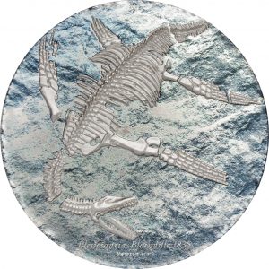 PLESIOSAURIA - PREHISTORIC BEASTS - 2020 2000 Togrog 3 oz Pure Silver Coin - Mongolia - Coin Invest Trust