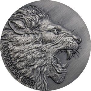 PANTHERA LEO - Expressions of Wildlife - 2020 2 oz Pure Silver Antique Finish Coin - Cameroon