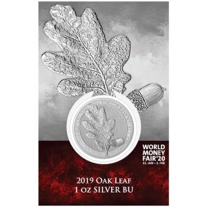 2019 OAK LEAF - 2020 WMF WORLD MONEY FAIR EDITION - 1 oz Pure Silver BU Coin in Blisterpack