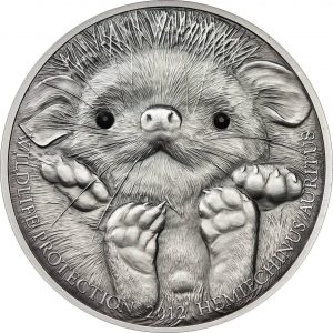 Long-eared Hedgehog - 2012 500 Togrog 1 oz Pure Silver High Relief Coin with Swarovski - Mongolia - Coin Invest Trust