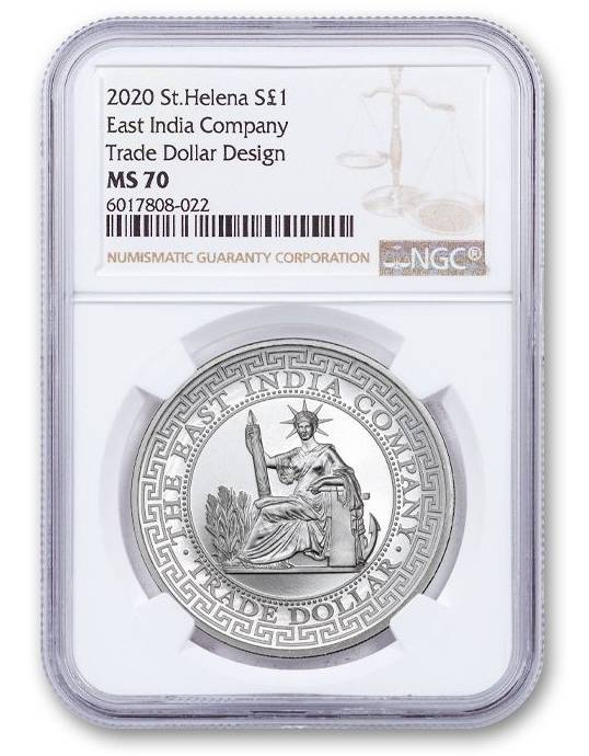 FRENCH TRADE DOLLAR RESTRIKE NGC MS70 - 2020 1 oz Pure Silver Coin - St. Helena