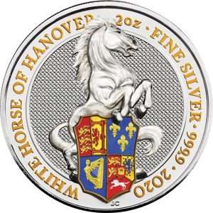 WHITE HORSE OF HANOVER - THE QUEEN'S BEASTS - 2020 2 oz Color Silver Bullion Coin