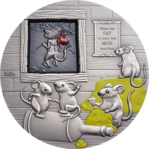 WHEN THE CAT IS AWAY THE MICE WILL PLAY- 2020 2 oz Pure Silver Smartminted Coin - Palau