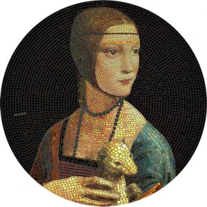 LADY WITH ERMINE - Leonardo da Vinci - GREAT MICROMOSAIC PASSION - 2020 3 oz High Relief Smartminting Pure Silver Coin - Palau