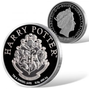 HOGWARTS School of Witchcraft & Wizardry - HARRY POTTER CREST COIN SERIES - 2020 £1 Pure Silver Proof Coin - GIBRALTAR