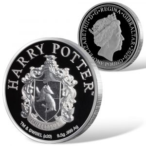 HUFFLEPUFF House - HARRY POTTER CREST COIN SERIES - 2020 £1 Pure Silver Proof Coin - GIBRALTAR