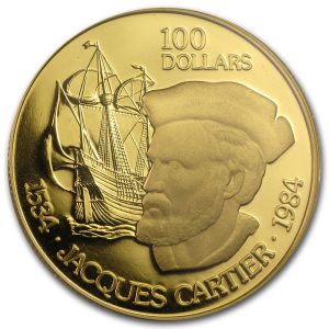 1984 $100 Jacques Cartier, 1534 ANNIVERSARY - 22K GOLD COIN - Royal Canadian Mint