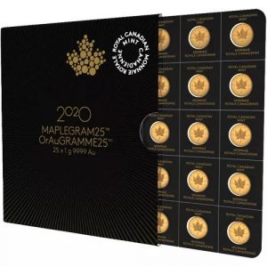 2020 25 Gram Canadian Gold MapleGram (25x1g, BU w/ Assay) - Royal Canadian Mint