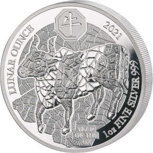 YEAR OF THE OX - RWANDA LUNAR OUNCE - 2021 1 oz Pure Proof Silver Coin - Capsule and COA