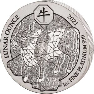 YEAR OF THE OX - RWANDA LUNAR OUNCE - 2021 1 oz Pure Platinum Coin