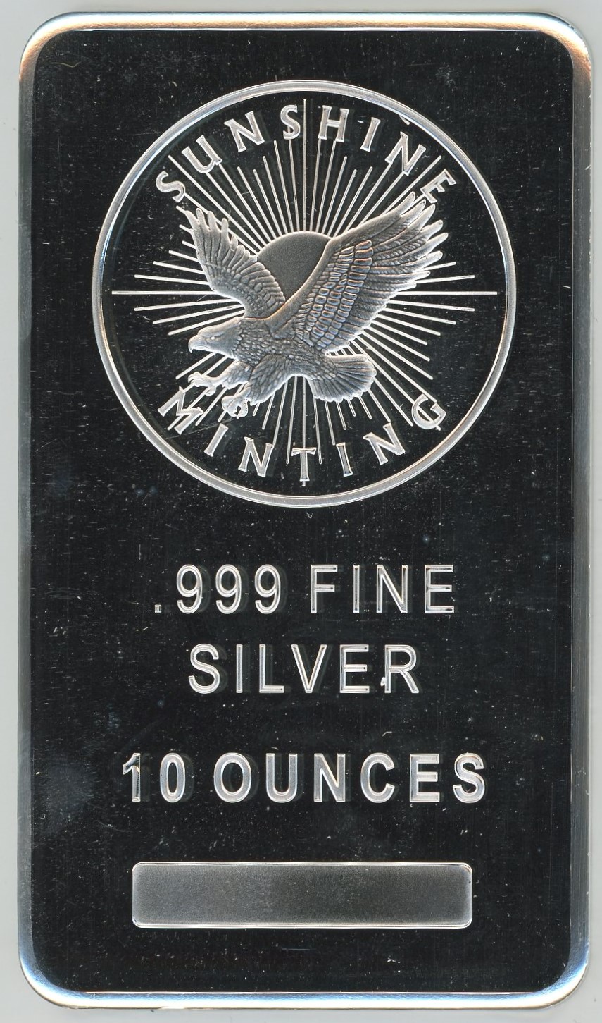 **PRE-OWNED** 10 oz Silver Eagle Sunshine Minting Silver Bar in Capsule