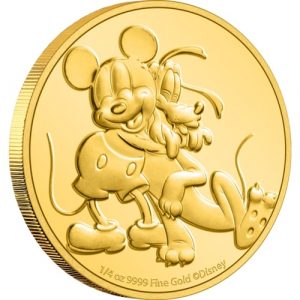 PLUTO 90TH ANNIVERSARY - MICKEY MOUSE AND PLUTO - DISNEY ORIGINAL BUDDIES - 2020 1/4 oz Fine Gold Proof Coin - Niue - NZ Mint