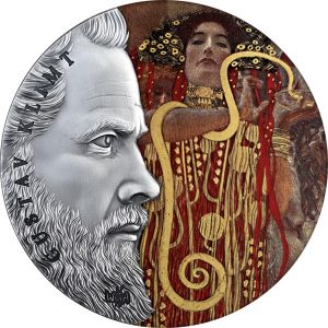 GUSTAV KLIMT - World's Greatest Artists - 2020 2 oz Pure Silver Antique Finish Coin with Selective Color - Ghana