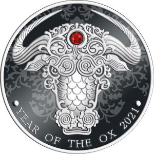 YEAR OF THE OX - 2021 1/2 oz Pure Silver Coin with Crystal Insert - Niue