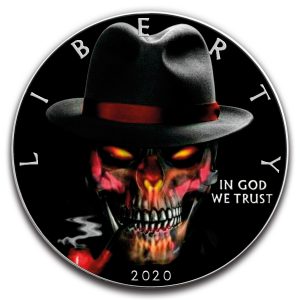 GANGSTER SKULL - 2020 1 oz American Silver Eagle Colorized Pure Silver Coin