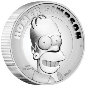 HOMER SIMPSON - THE SIMPSONS - 2021 2 oz SILVER PROOF HIGH RELIEF COIN - TUVALU - PERTH MINT