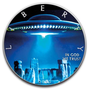 UFO STONEHENGE - 2020 1 oz American Silver Eagle Colorized Pure Silver Coin