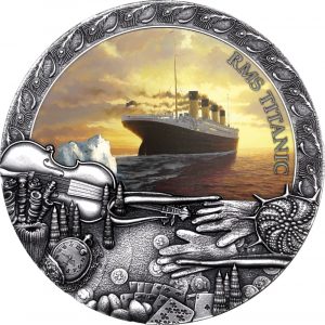 TITANIC - Grand Shipwrecks in a History - 2020 2 oz Pure Silver Antique Finish Coin with Selective Color - NIUE