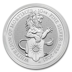 THE WHITE LION - QUEEN'S BEASTS - 2021 10 oz Silver Coin in Capsule - ROYAL MINT