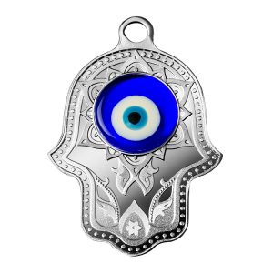 HAMSA - GOOD FORTUNE - 2021 Pure Silver Proof Coin Pendant with Glass Insert - Mint of Poland - Republic of Cameroon