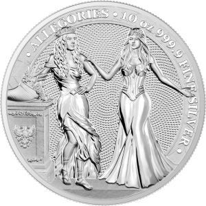 ITALIA & GERMANIA 2020 - THE ALLEGORIES - 50 Mark 10 oz Pure Silver Brilliant Uncirculated Round in Blisterpack