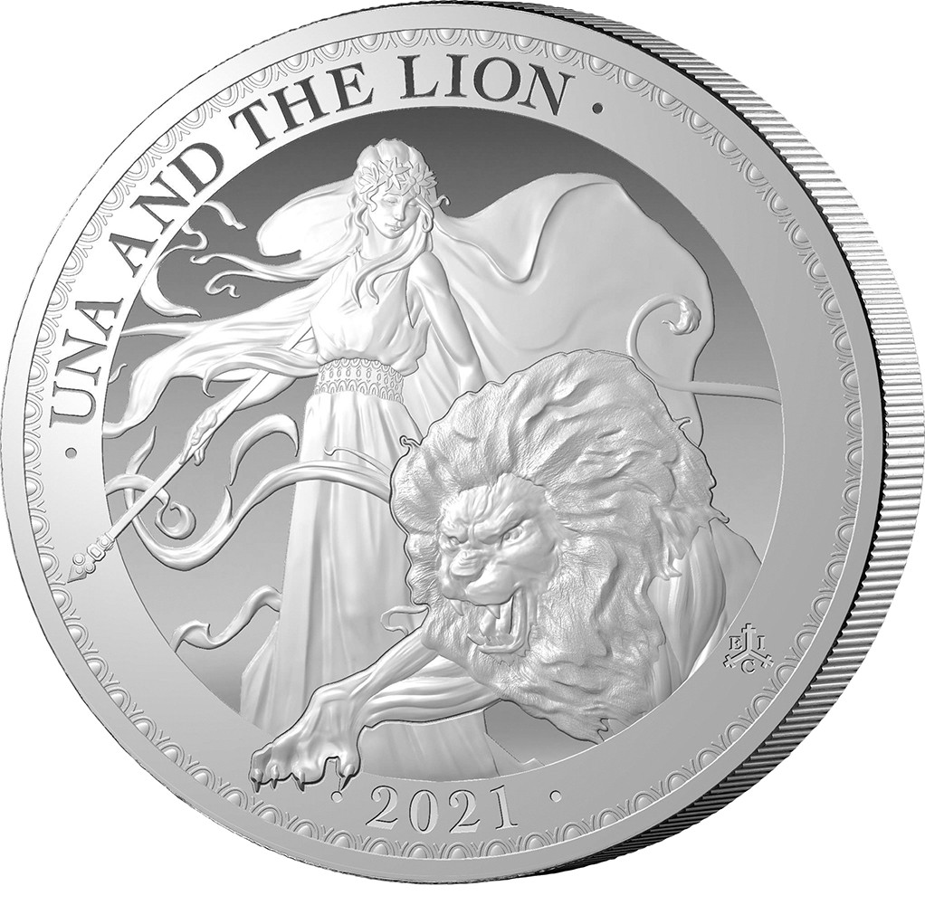 UNA AND THE LION - 2021 1 Pound 1 oz Pure Silver Proof Coin - St. Helena