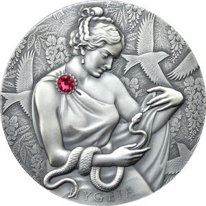 HYGEIA - Goddesses of Health - 2021 10 Cedis Pure 2 oz High Relief Silver Antiqued Coin with Swarovski crystal – Ghana