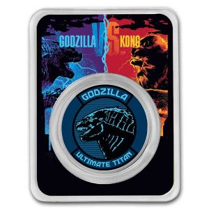 GODZILLA - GODZILLA VS KONG - 2021 1 oz Pure Silver COLORIZED BU Coin in TEP Plastic Case - Niue