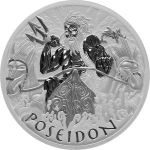 POSEIDON - GODS OF OLYMPUS - 2021 1 oz SILVER BU COIN IN CAPSULE - TUVALU - PERTH MINT