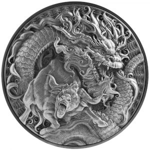 CHINESE DRAGON & OX - 2021 80 mm 2 oz Pure Silver High Relief Finish Coin with 11.5 oz of Pure Copper Core - Tokelau