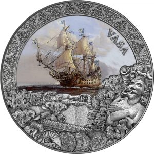 VASA Grand Shipwrecks in a History - 2021 2 oz Pure Silver Antique Finish Coin with Selective Color - NIUE