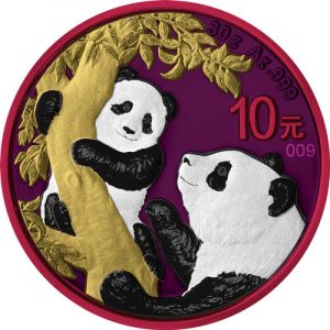 CHINESE SILVER PANDA RED Space Metals II - CHINA - 2021 30g Panda Colorized Pure Silver Coin