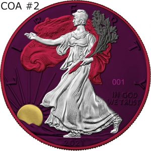 *COA #2* AMERICAN SILVER EAGLE RED Space Metals II - USA - 2021 1 oz American Silver Eagle Colorized Pure Silver Coin