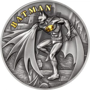 BATMAN DC COMICS COLLECTION - 2021 2 oz Pure Silver Antique Finish Gilded High Relief Coin - Cook Islands