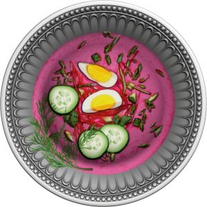 PINK COLD SOUP - THE WORLD TASTES - 2021 1 oz $1 Pure Silver Convex Coin - Niue - Lithuanian Mint