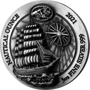 SEDOV NAUTICAL OUNCE  - 2021 3 oz High Relief Antique Finish Silver Coin - Rwanda