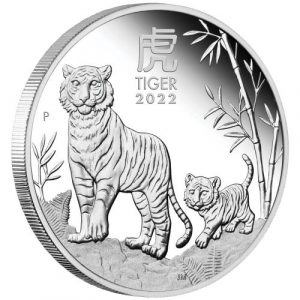 YEAR OF THE TIGER – AUSTRALIAN LUNAR SERIES III – 2022 1/2 oz Pure Silver Proof Coin – Perth Mint