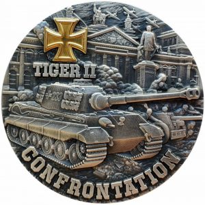 TIGER II TANK CONFRONTATION SERIES - 2021 2 oz $10 Pure Silver Antiques Coin with Partial 24K Gold Gilding - Niue -Mintage of 200 ONLY!